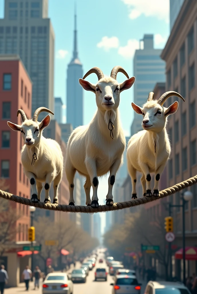 Slacklining goats in the city