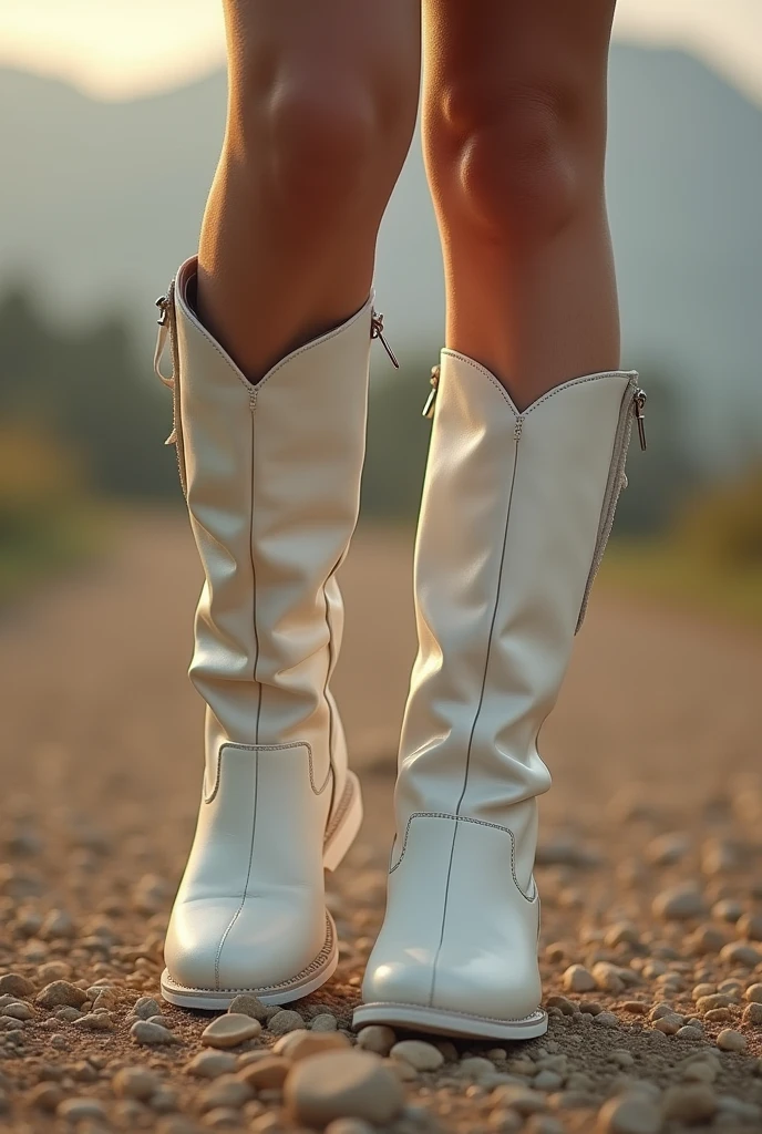 A 15 year old rich girl stepping on her twin brother’s cock, While she uses white knew high boots.