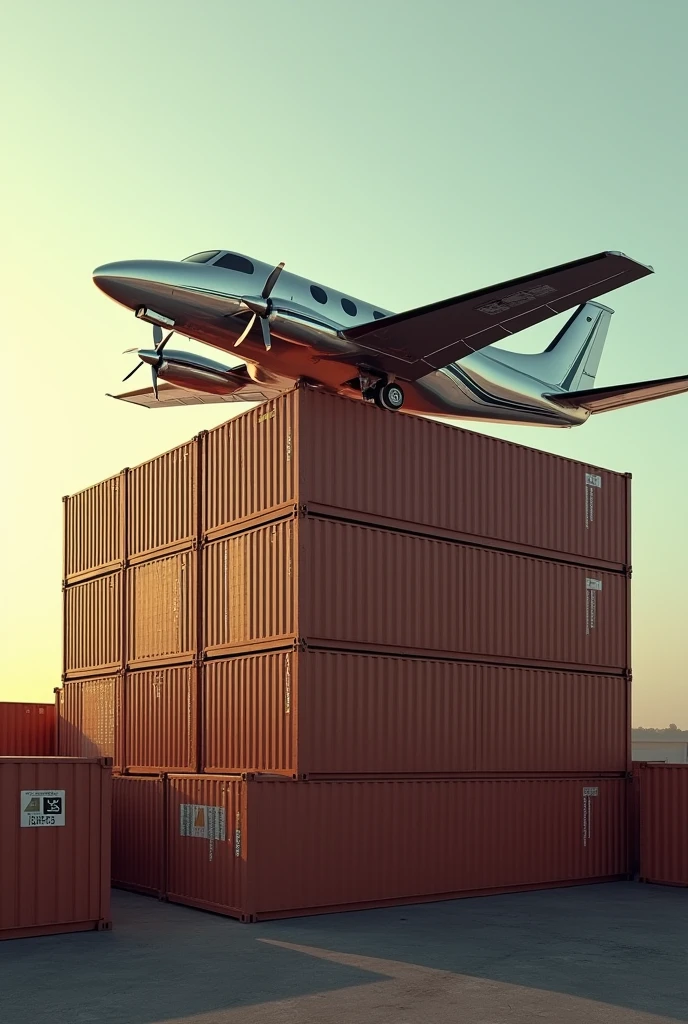 plane on top of shipping boxes 