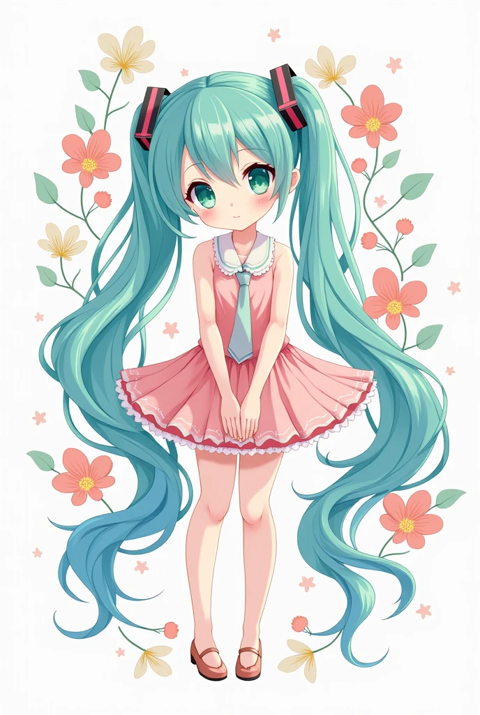 Hatsune Miku in Uekura artist's artstyle with white background