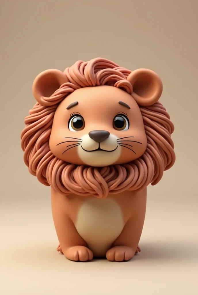 Lion head 3D clay rendering clay sculpture carving，Make a cute lion cup，Opening on top of head