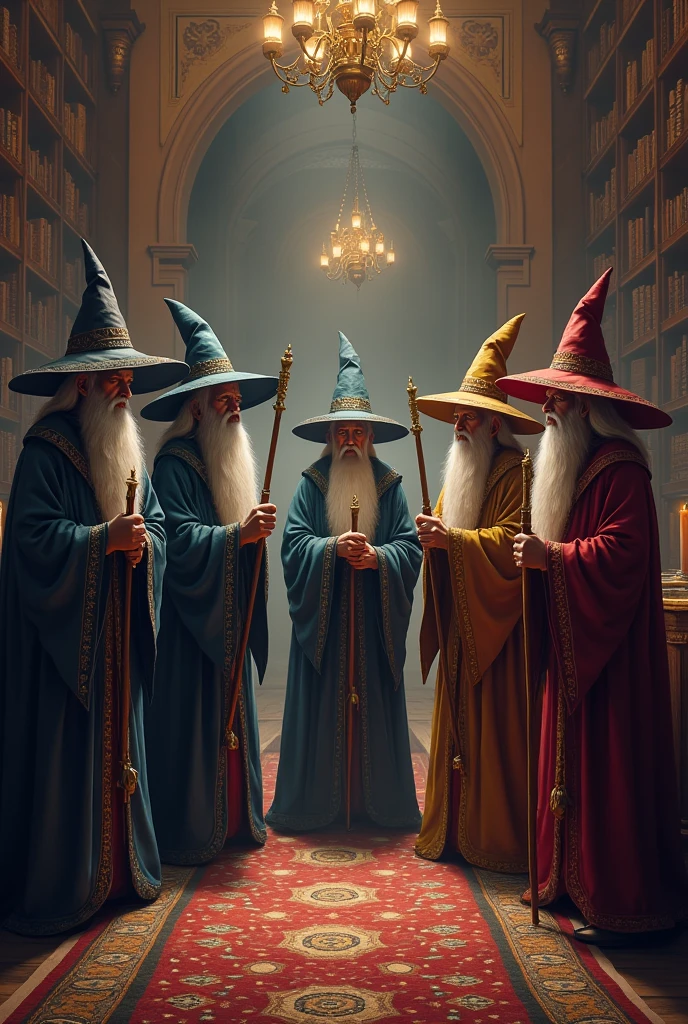 5 wizards next to each other in a meeting
