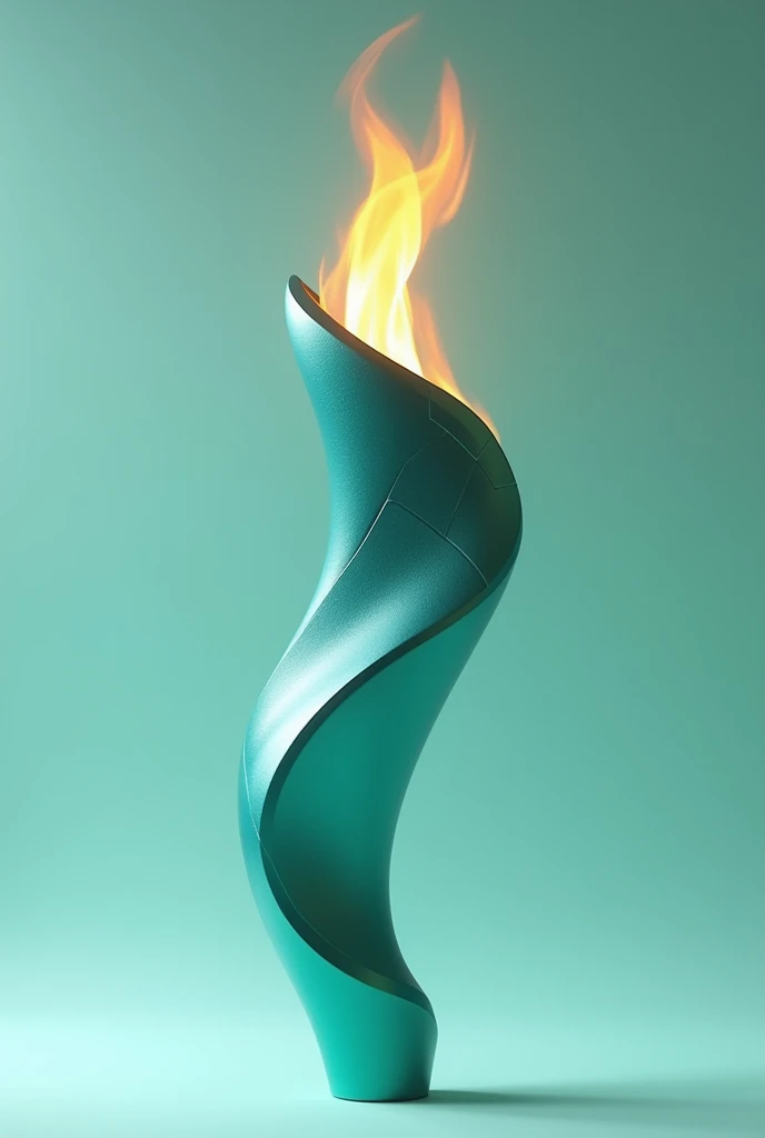 I want a design for an Olympic torch with a fluid shape, the mandatory colors are green and blue. I need something real to use in games