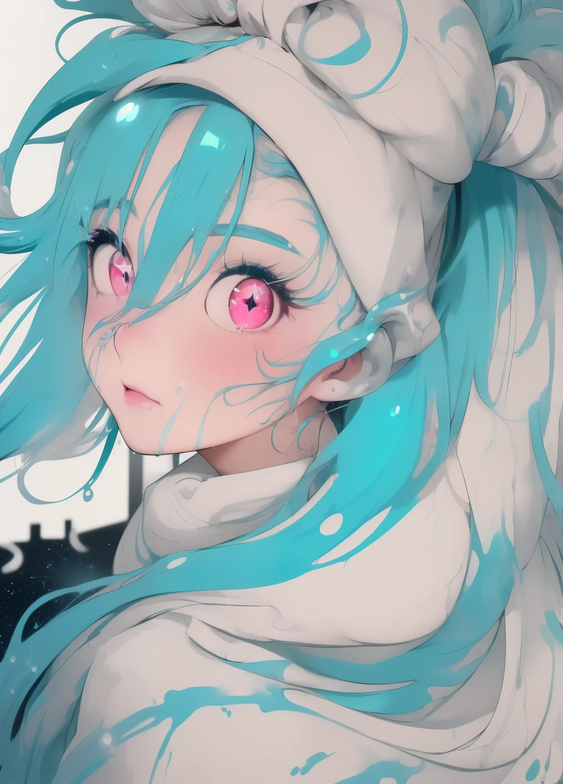 (masterpiece、Highest quality、Highest quality、Official Art、Beautiful and beautiful:1.2)、(One person:1.3)Hatsune Miku、Twin tails,Beautiful breasts, Katsushika Hokusai,Eyes that shine like jewels, Anime,(Sexy ass), Butt sticking out pose,((Upward glance:1.3, Perfect Eyes , The rainbow sparkles、Very detailed turquoise red eyes:1.1, Gradient Eye:1, Beautiful detailed eyes:1, Symmetrical eyes:1, Big Eye Highlights:1.2)), blush, (Open your mouth), anger,In a psychedelic room, (White skin: 1.5, Sunburned skin, White skin, very White skin, Bright body), Psychic Tranceのイラスト, Psychic Trance, psychedelic art style, Neon Color Theme, (((masterpiece))), (Complex), 8k, Highest quality, (Visual Strength: 1.5),
(((liquid paint hair:1.1))) ,(((Neon colored hair :1.5))), ((Painted、Defying Gravity,Thick flow),(Paint splashes:1.3), (Shiny Hair: 1.3), (Bright colors), Embarrassing,Centered,Scale to fit,Three-part method, A body nicely covered in paint on a multicolored background, Colorful Themes, Splash Paint Regeneration, Beautiful light, Colorful light particles,High contrast in clothing, Color Splash, Colored walls, Complex 詳細, High resolution, (Graffiti art)