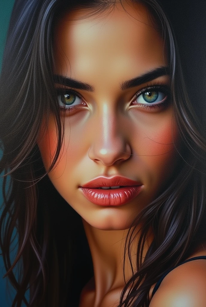 drawing of a woman looking at me with an emotion eyes
Acrylic painting
