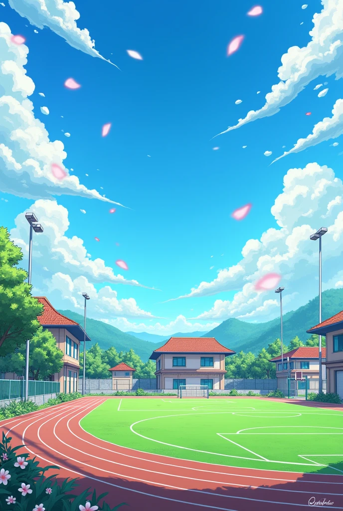 Anime school sports background, with no one with a darker theme