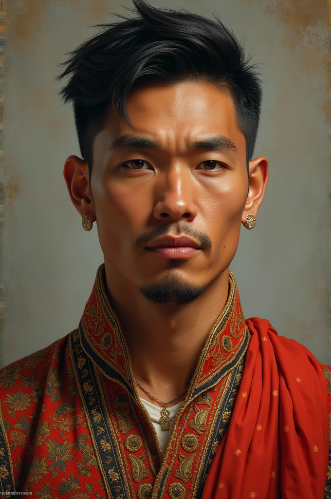 portrait of a filipino man in Filipino traditional clothes 
