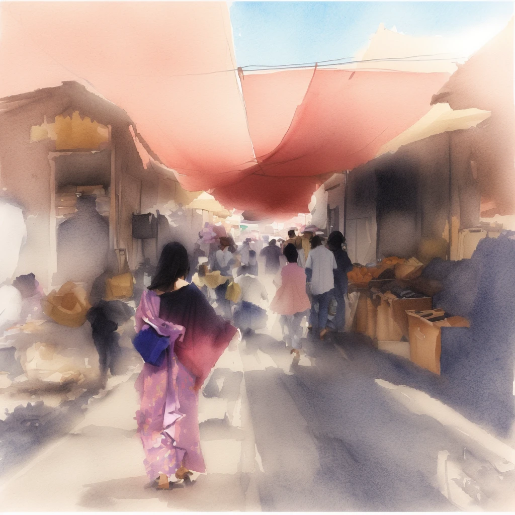 there are many people walking down a street in a market, minimalist sketch art style, sketch, colored