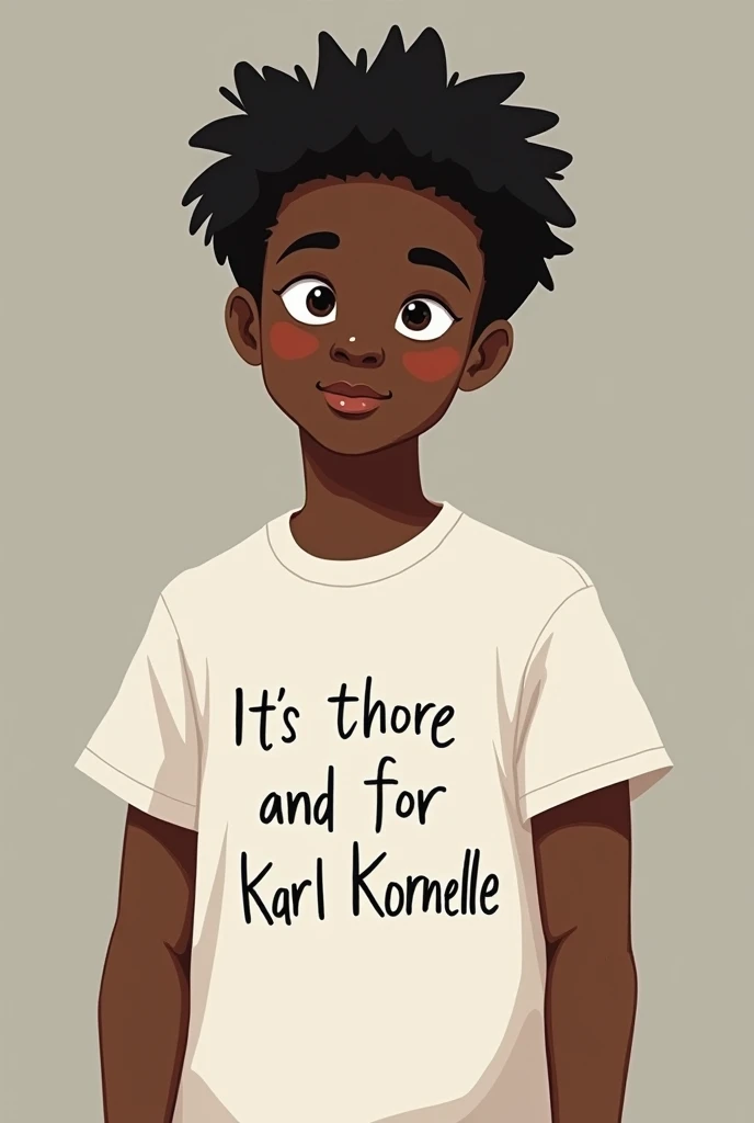  Un garçon ???? s’appellant karl kornelle ecrit sur son tee-shirt