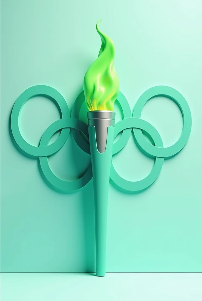 I want a design for a real Olympic torch with the mandatory colors being green and blue. 