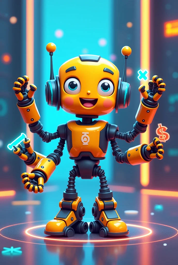 Crie um personagem de jogo de matematica tecnológico ten mens mas com aparencia amigavel estilo cartoon , ten mens