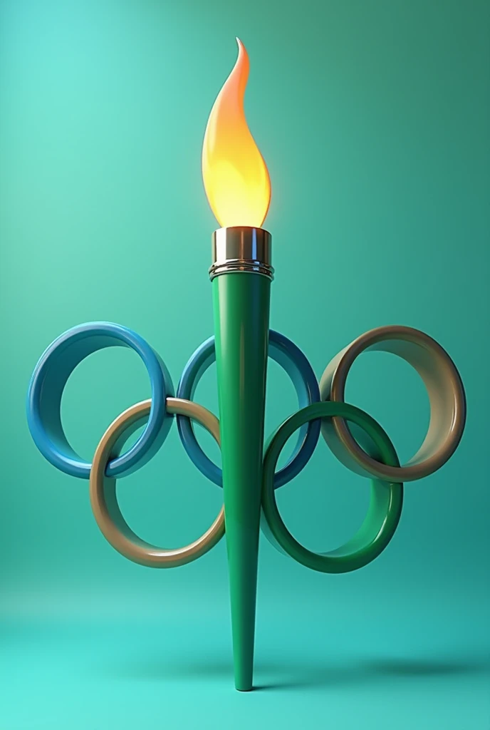 I want a design for a real Olympic torch with the mandatory colors being green and blue.