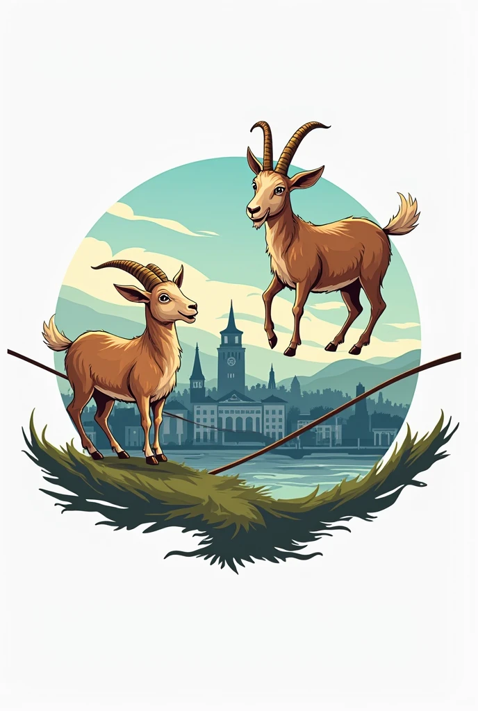 Logo including balance slackline goats city Poznań