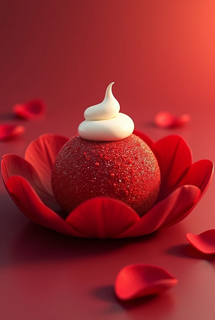 Logo Description:
A 3D cartoon-style logo featuring a delicious Red Velvet Brazilian brigadeiro. The brigadeiro is perfectly round, covered in red, edible glitter with a sparkling texture. It is topped with a smooth, cream cheese swirl that adds a mouth-watering touch. Surrounding the brigadeiro, there are vibrant, deep red rose petals arranged in a circular pattern. The petals curve gracefully outward, ensuring they do not touch the brigadeiro, creating an elegant frame around it. The overall look is glossy and polished, capturing a playful yet sophisticated cartoon aesthetic.
Style and Design:
3D Cartoon: Ensure the image has a 3D effect with a playful cartoon vibe.
Color Palette: Deep reds and soft whites, with a hint of glitter to emphasize the edible sparkle.
Texture: The brigadeiro should have a slightly rough texture due to the edible glitter, contrasting with the smoothness of the cream cheese swirl.
Lighting: Soft, warm lighting to enhance the red tones and make the glitter sparkle.
Purpose:
This image will be used as a logo, so ensure it is visually balanced, with a clear focus on the brigadeiro and a clean, memorable design suitable for branding.