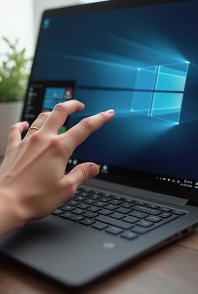 Click on menu in windows 10 to mouse cursor from front view