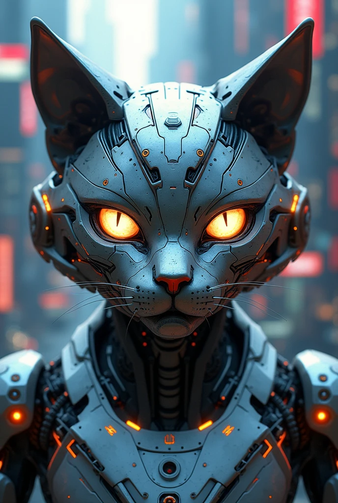 Cat face with megazord or mecha style
