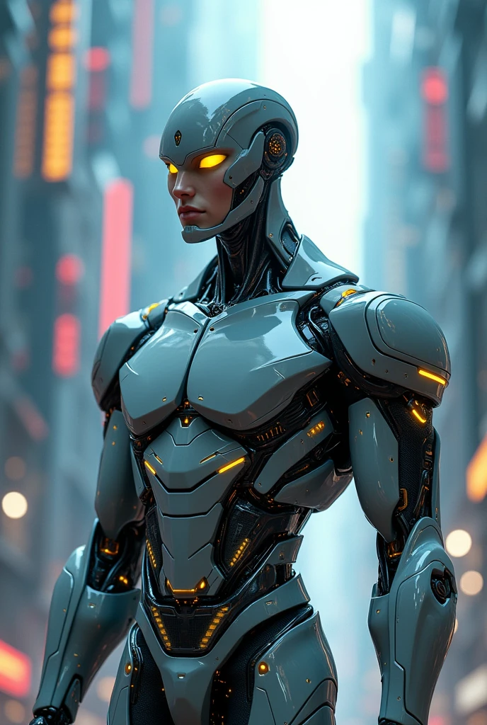Create a male cartoon technological human character