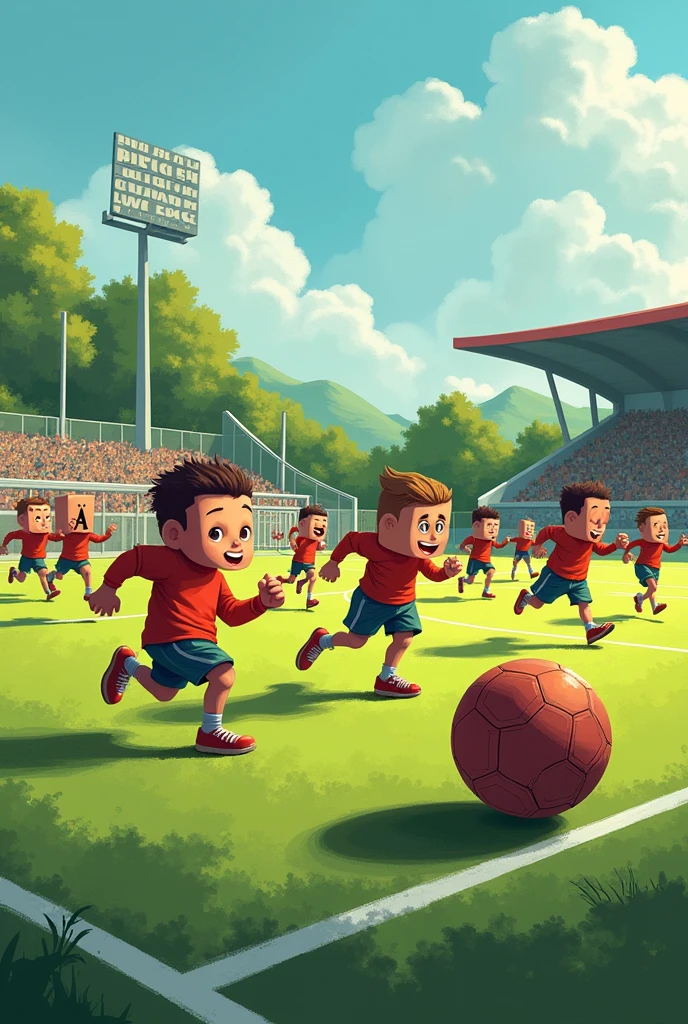 Alphabet playing football
