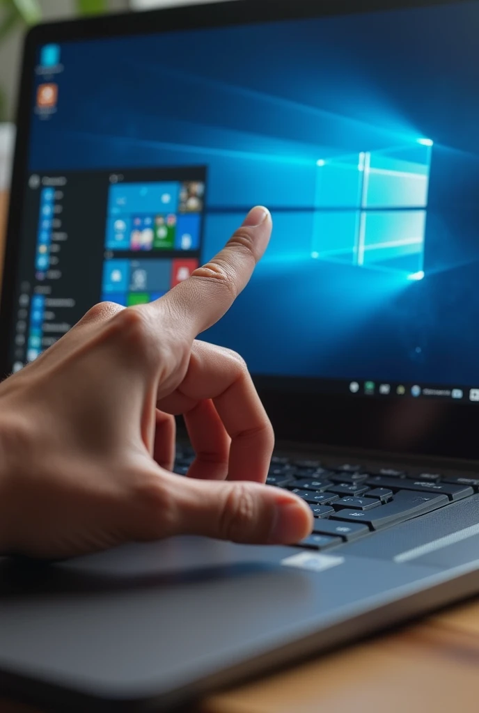 Click on menu in windows 10 to mouse cursor from front view