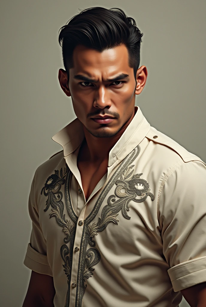 portrait of a filipino man in fierce wearing barong