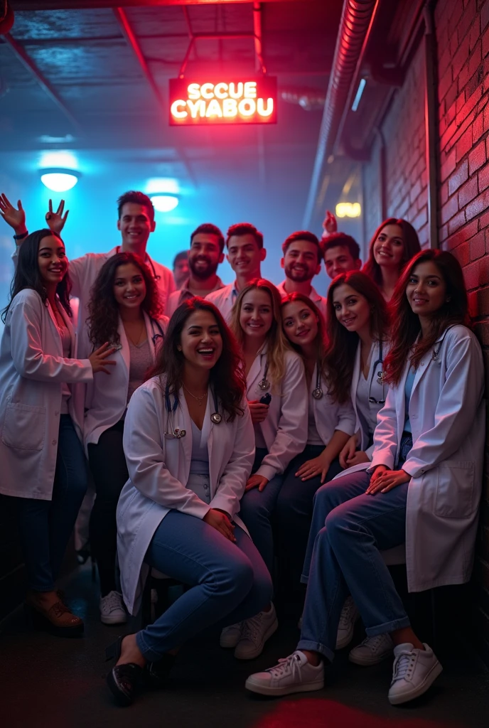 Night Club for Unpaid Doctors boys and girls group photo