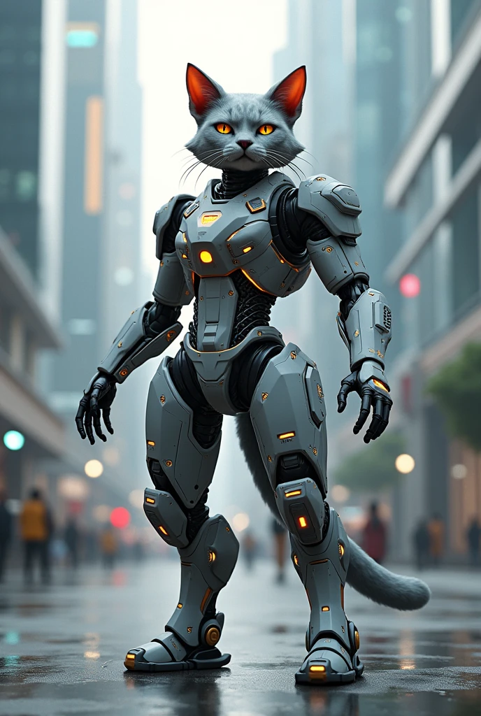 Cat with anime mecha style