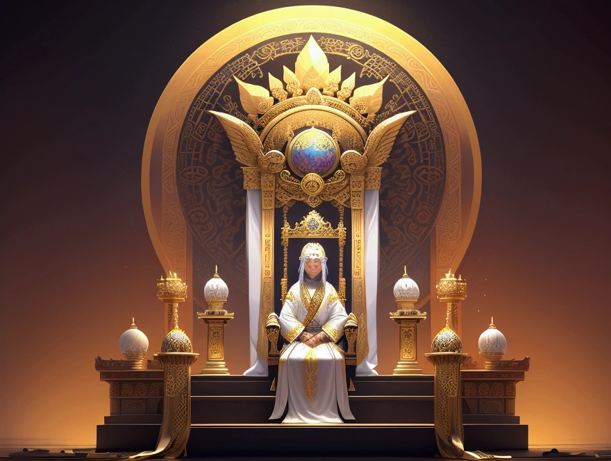 Imagine an empty throne in the middle of a temple in heaven. On top of that empty throne is a rainbow, and around that throne there are 24 smaller thrones, with 24 elders seated in them, These elders wear golden crowns and dress in white.