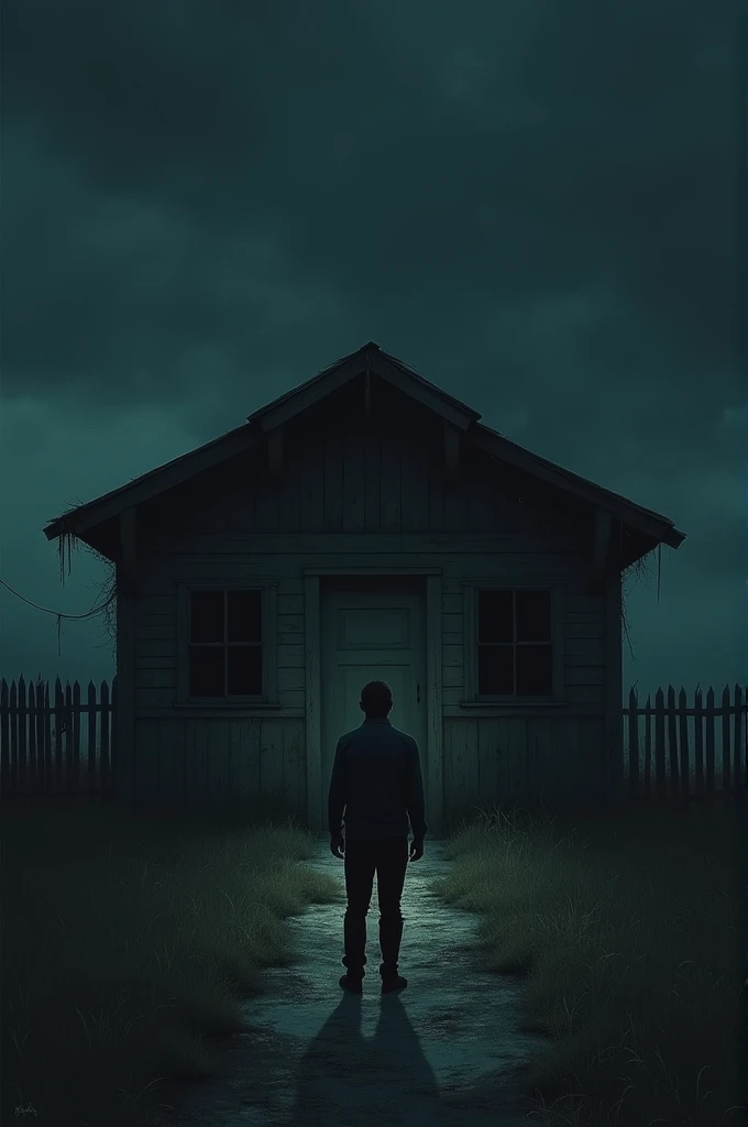 Prompt**: "The scene shows a house in the village where someone is hesitating to open the smaller door, leading to an ominous feeling. The sky is completely dark, and there’s a sense of impending doom as the person contemplates whether to open the door in time or not."