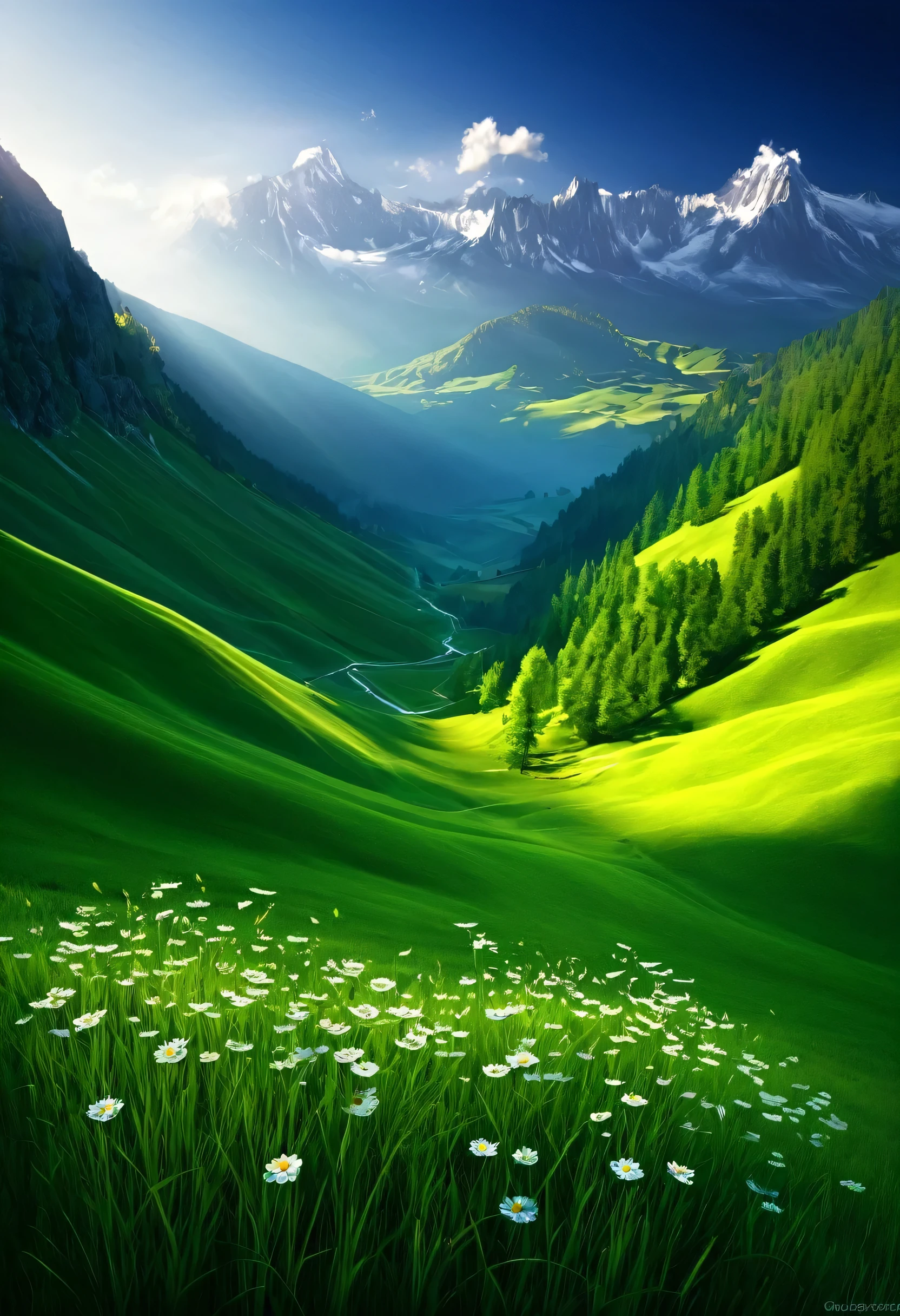 mountain landscape with light and beauty