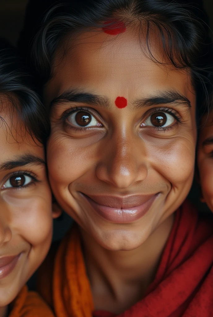 Indian middle class family face on front