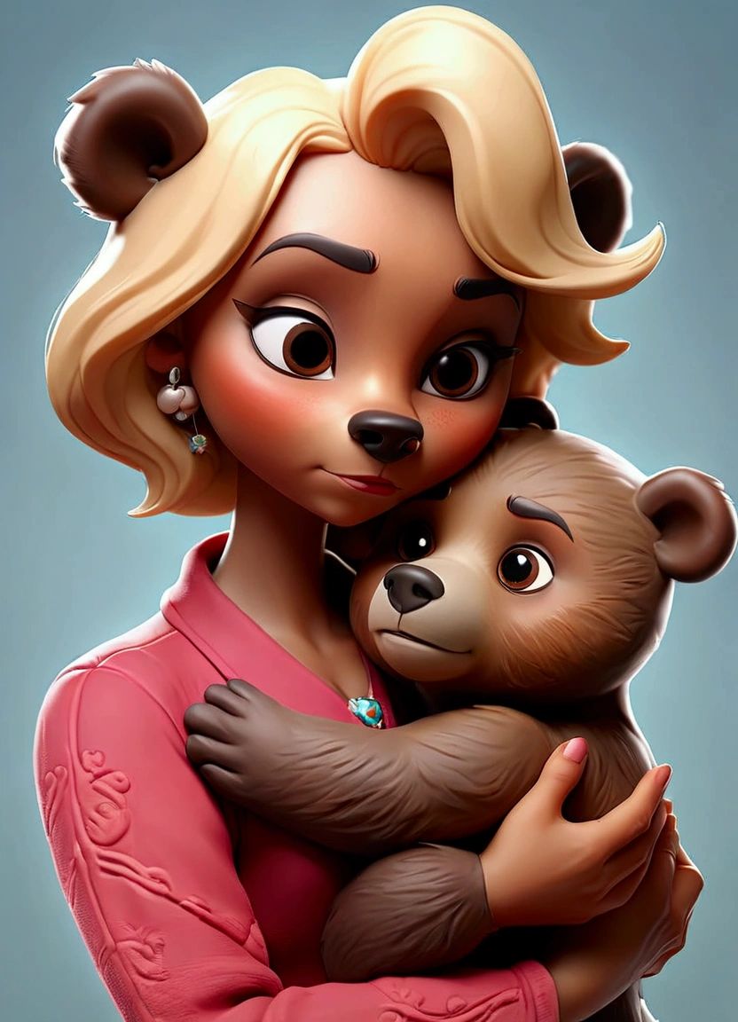 Mother gave a bear to daughter as a gift