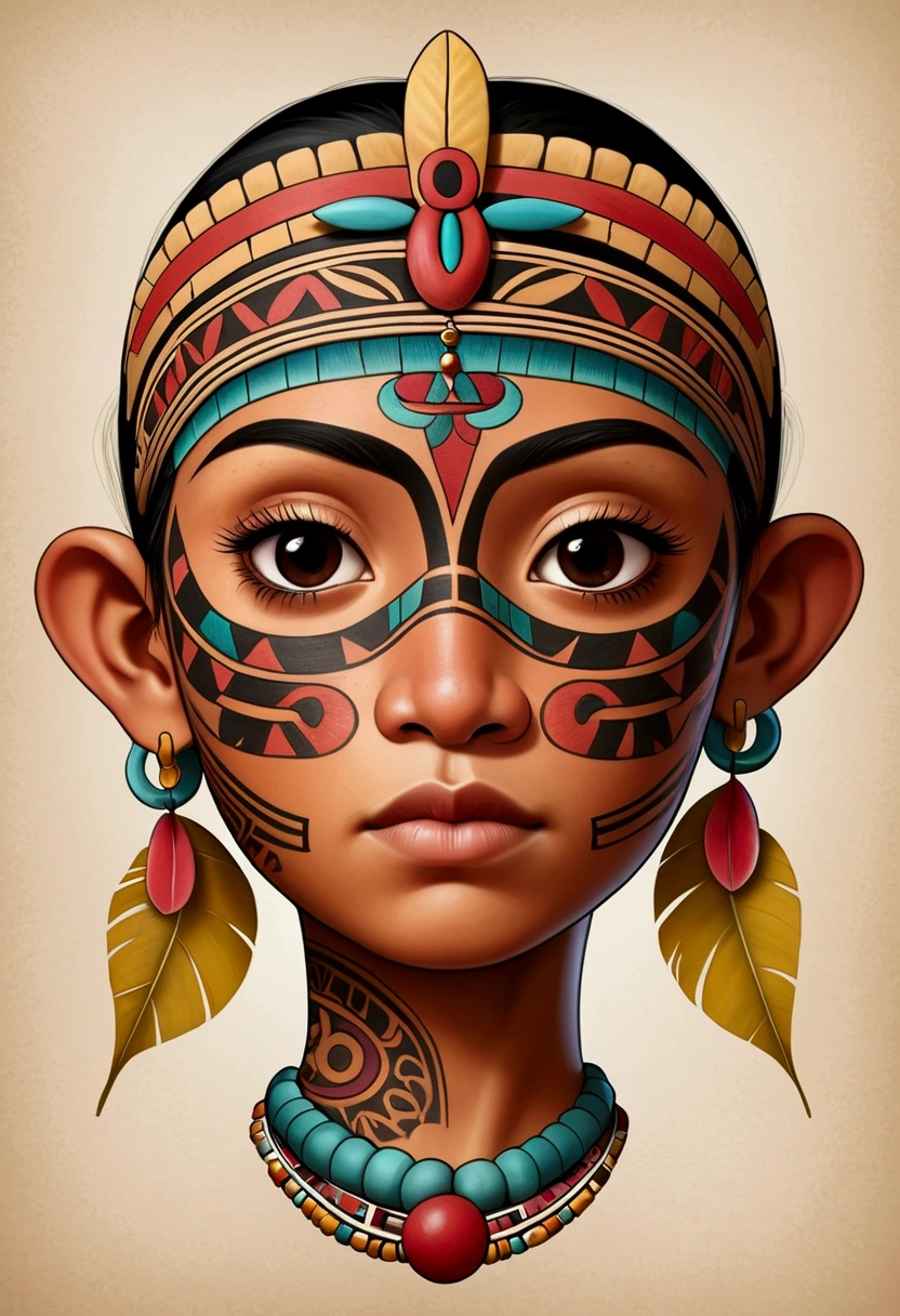 Act as a design expert and create a tattoo with traits of the Chibcha and Muisca culture on an indigenous person from the pre-Columbian era