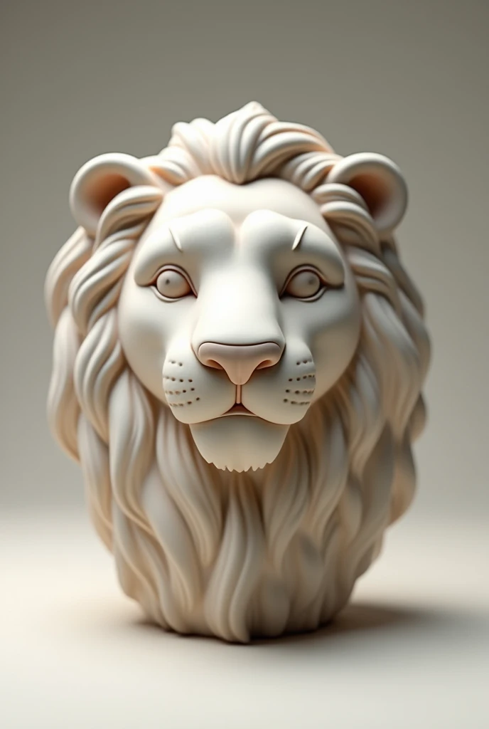 lion 3d clay rendering clay sculpture clay model 3d rendering style 3d art，Make a gentle lion head shaped cup