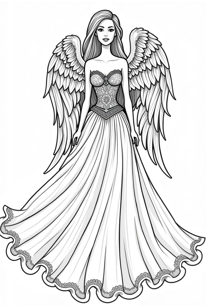 Draw barbie let her dress and hair be long for coloring book and get happy using no color
Let her breasts be big and winged