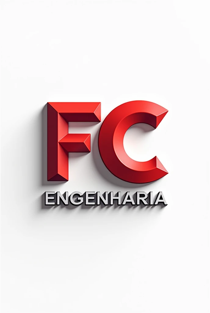 create a logo with a white background and a three-dimensional image of an engineering company that works with fire and occupational safety projects with the initials FC Engenharia