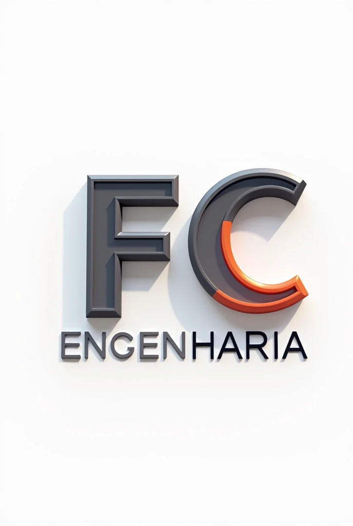 create a logo with a white background and a three-dimensional image of an engineering company that works with fire and occupational safety projects with the initials FC Engenharia