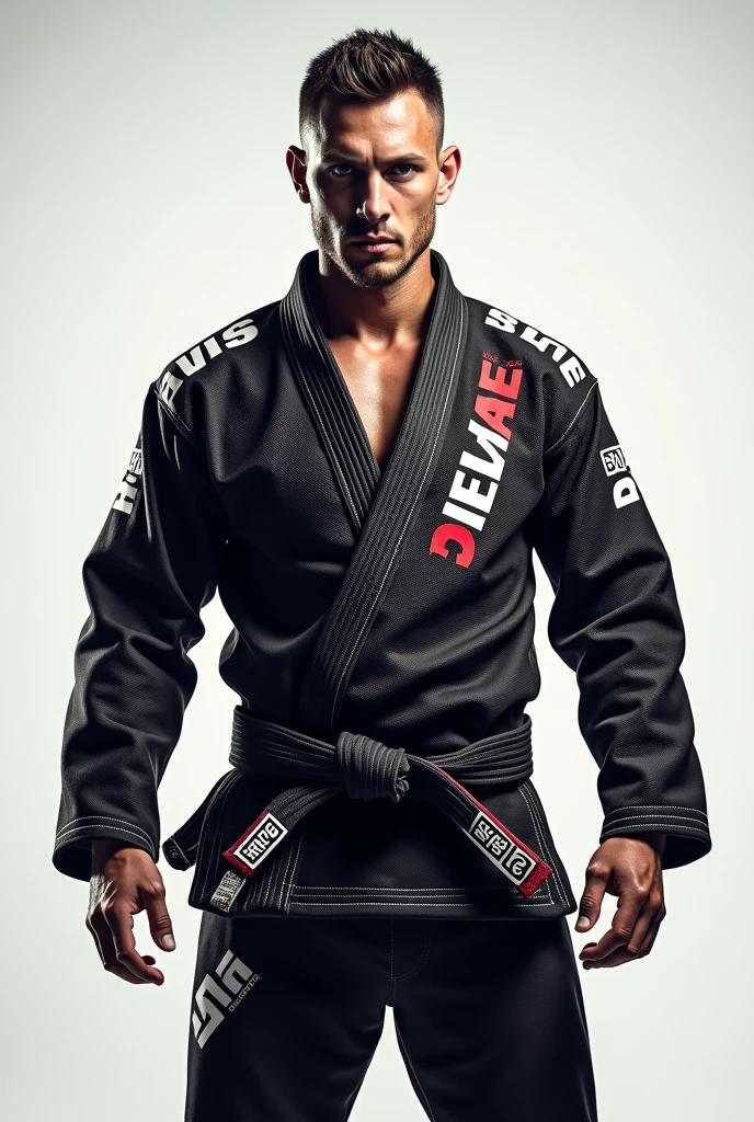 Create a mockup of a Jiu-Jitsu Gi with written on REVIVE SPORTS