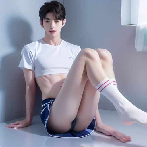 Korean handsome male idol,, Penis Panties,sailor uniform, White crop top, A handsome man, Legs spread apart, Sound mating, pregnant woman, 미boy, Skinny body type, skinny body type,penis visible, stockings,Became a toy, seductive posture, plump butt, boy,shota