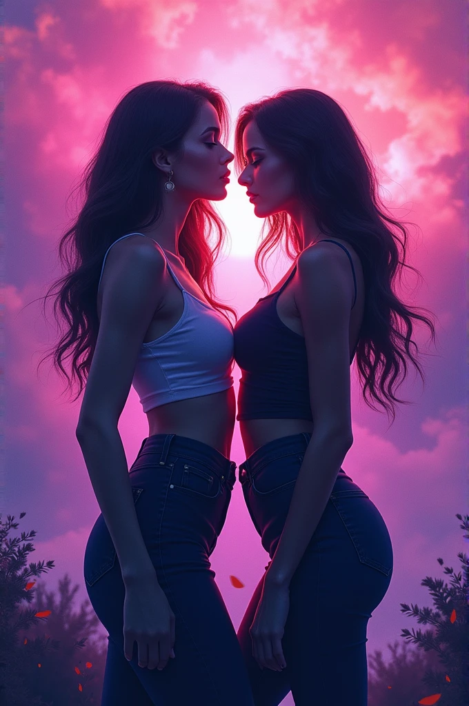 Make an album cover for two female singers
Have predominant colors like purple and pink
