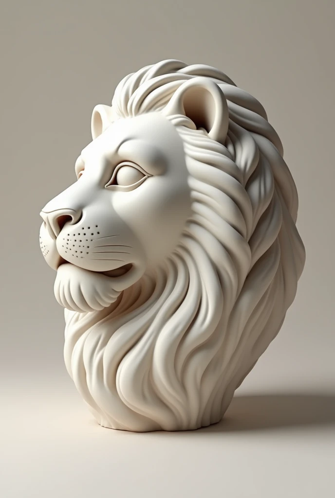 lion 3d clay rendering clay sculpture clay model 3d rendering style 3d art，Make a gentle lion head shaped cup，side