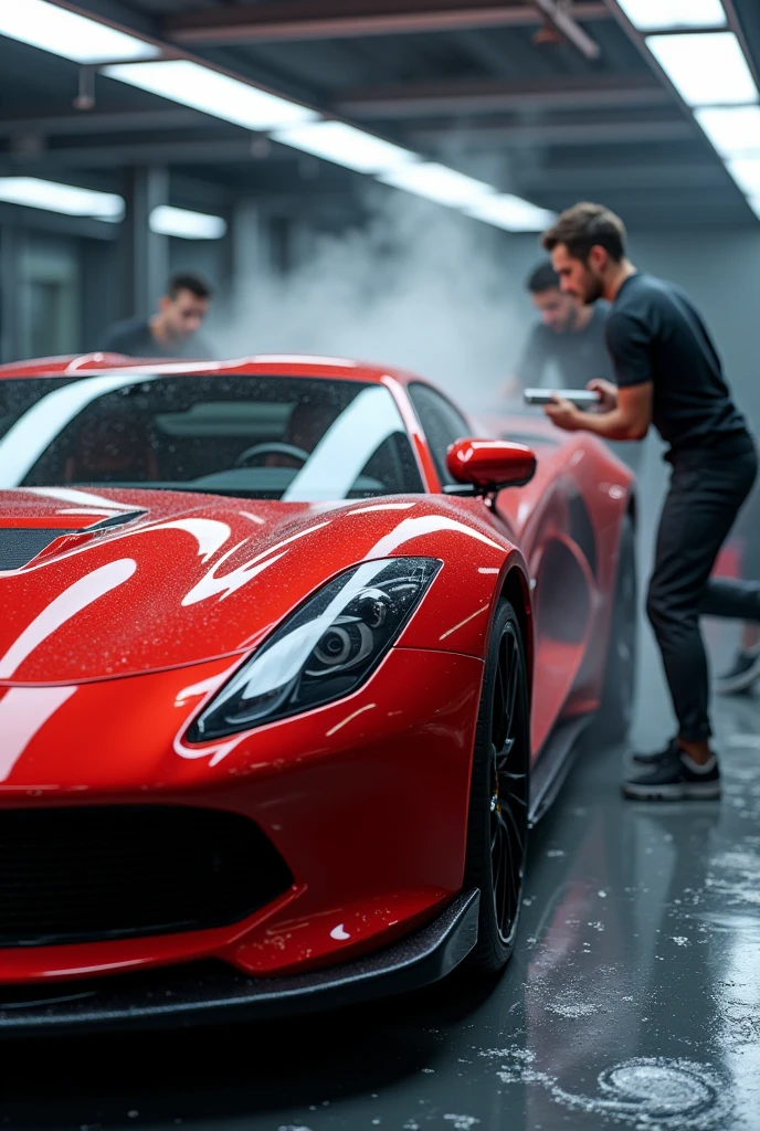 Car getting paint polished