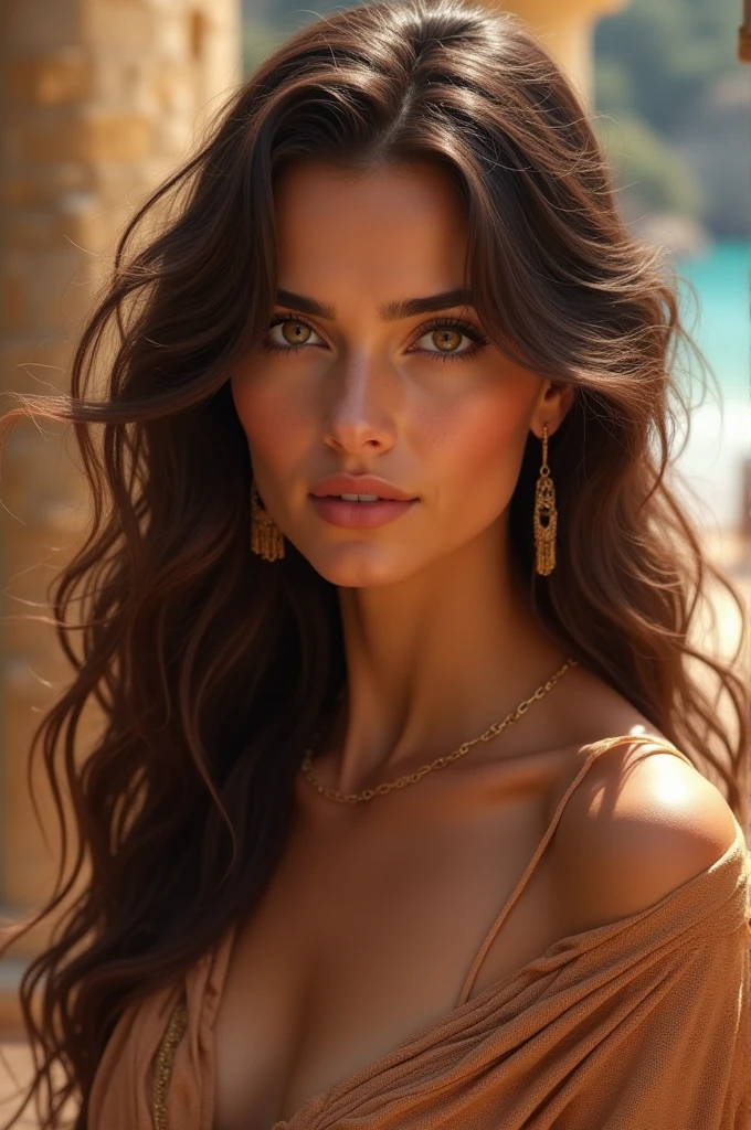 A brunette woman of Mediterranean type