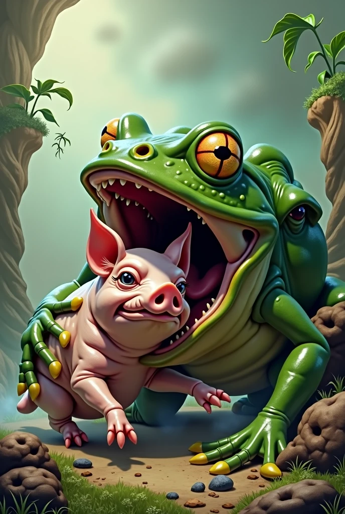 Frog eats pig