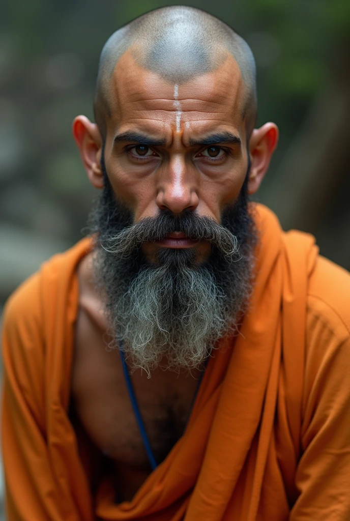 Iskon devotee a man head and moustache and beard fully shaved
