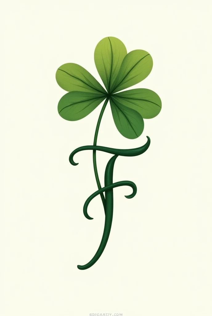 A clover and its stem form a letter R and a letter F for a tattoo.
