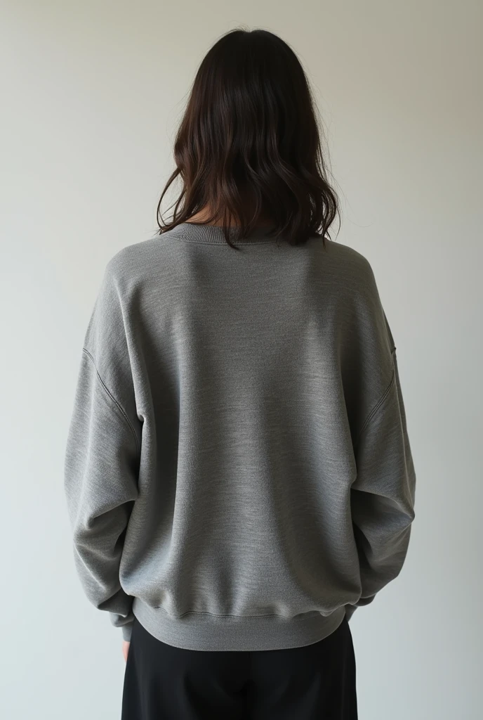 Generates an image of a female Instagram profile picture of approximately and 1 meter tall,54 with a lead sweater from behind so that his face cannot be seen but from behind that does not show his face but that is turned around but does not show his face