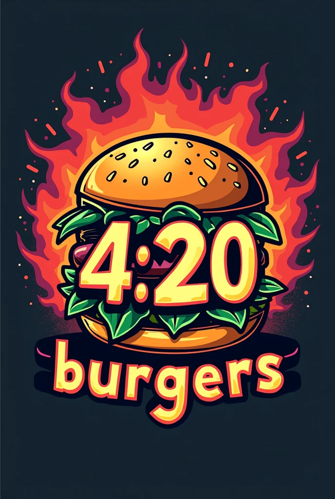 Logo for a hamburger restaurant with the name “4:20 burgers”