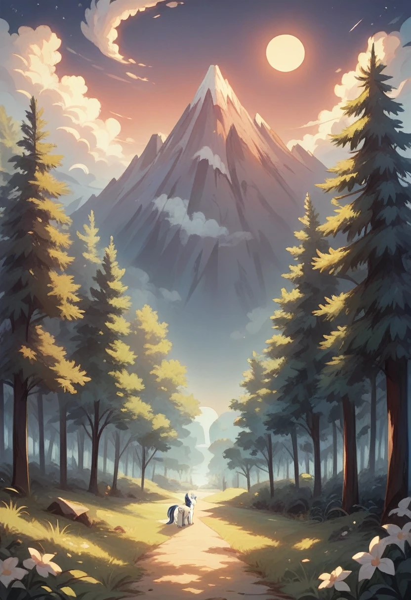 abstract scenery, shining mushroom, shining moon, shining star, 1girl, forest, red sky, night, accurate, masterpiece, detailed