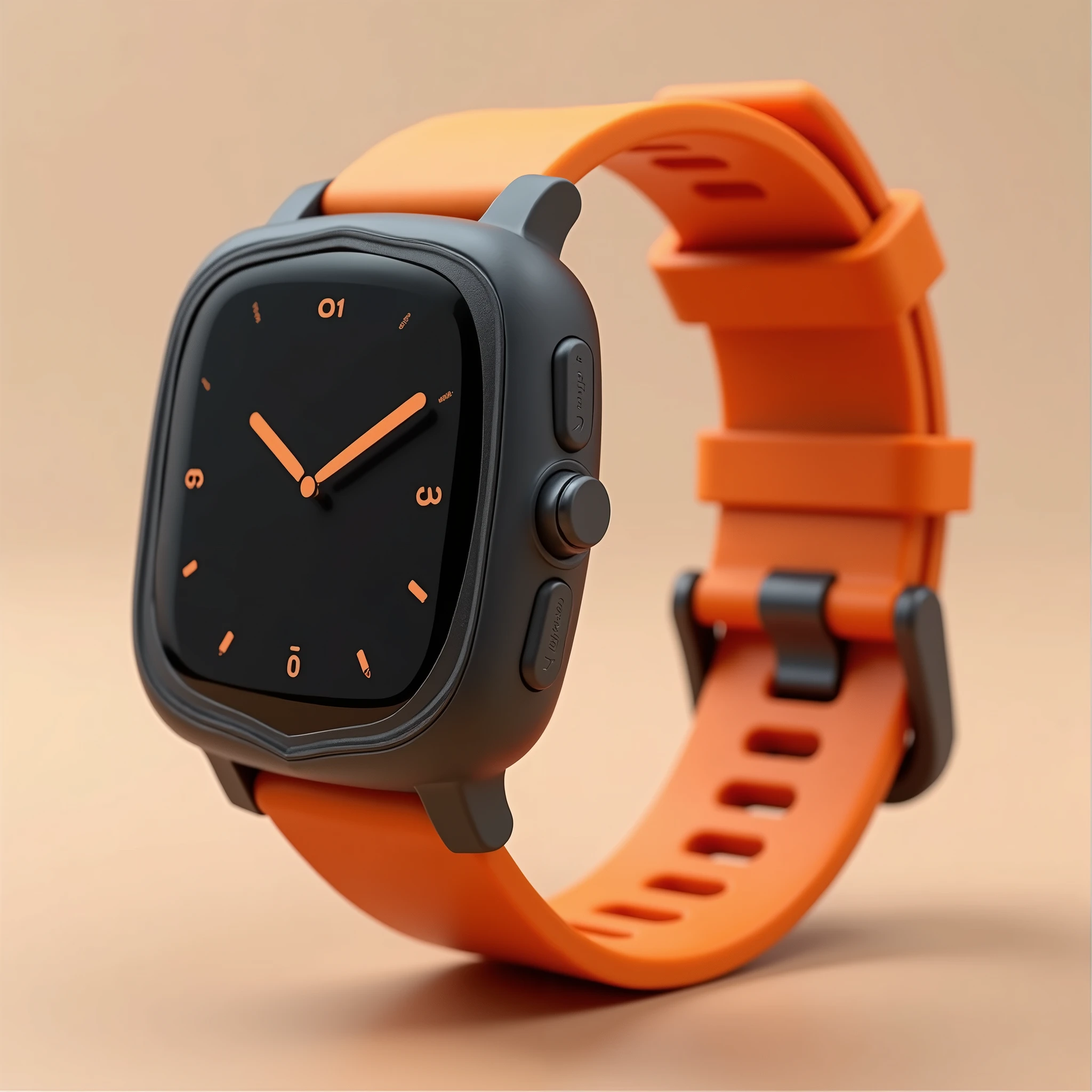 Create a watch for the blind with an orange strap and buttons on the side