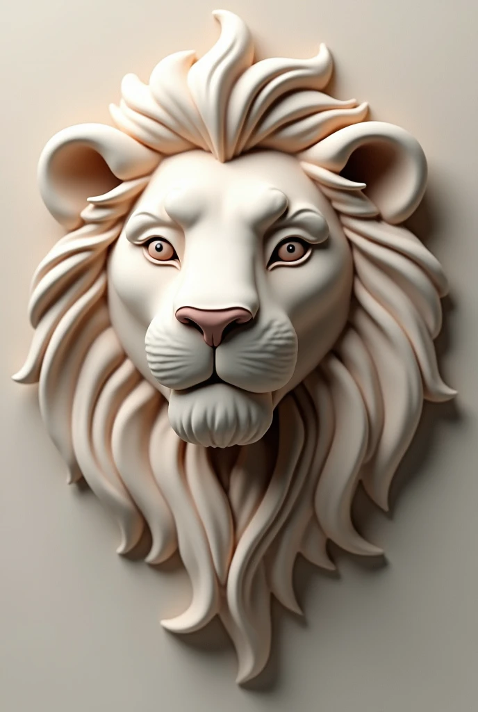 lion 3d clay rendering clay sculpture clay model 3d rendering style 3d art，Made into a simulated gentle lion head ornament